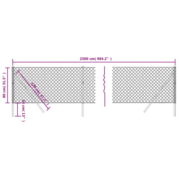 Cerca de alambre gris antracita 0,8x25 m Cerca de alambre gris antracita 0,8x25 m