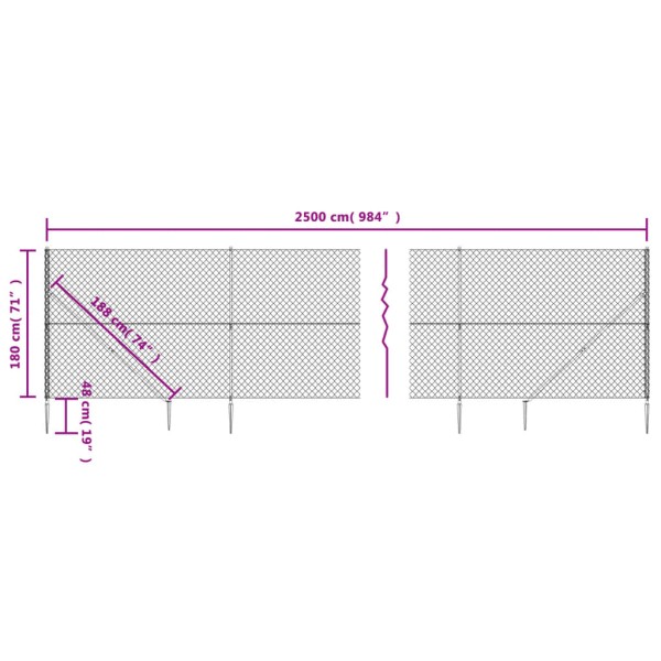 Cerca de alambre con pinchos de anclaje gris antracita 1,8x25 m Cerca de alambre con pinchos de anclaje gris antracita 1,8x25 m