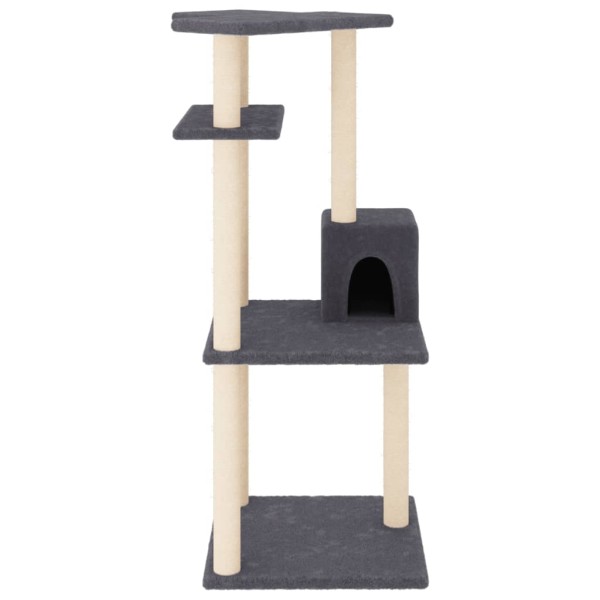 Rascador para gatos con postes de sisal gris oscuro 123 cm Rascador para gatos con postes de sisal gris oscuro 123 cm