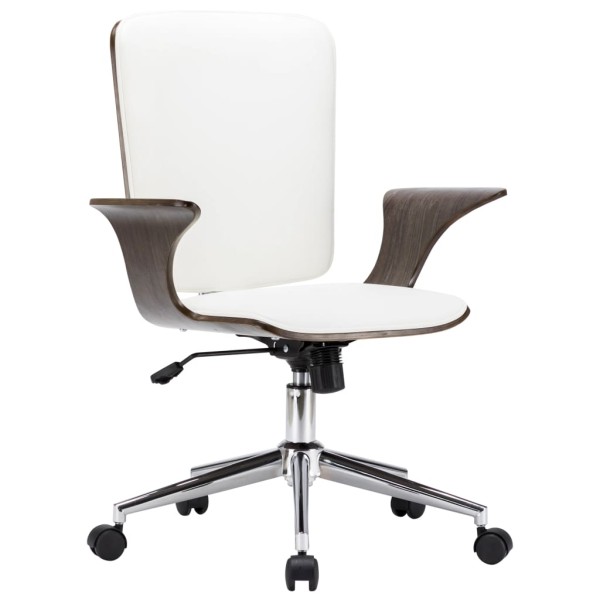 Silla de oficina giratoria cuero sintético madera curva blanco Silla de oficina giratoria cuero sintético madera curva blanco