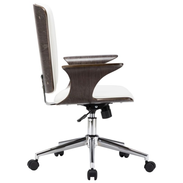 Silla de oficina giratoria cuero sintético madera curva blanco Silla de oficina giratoria cuero sintético madera curva blanco