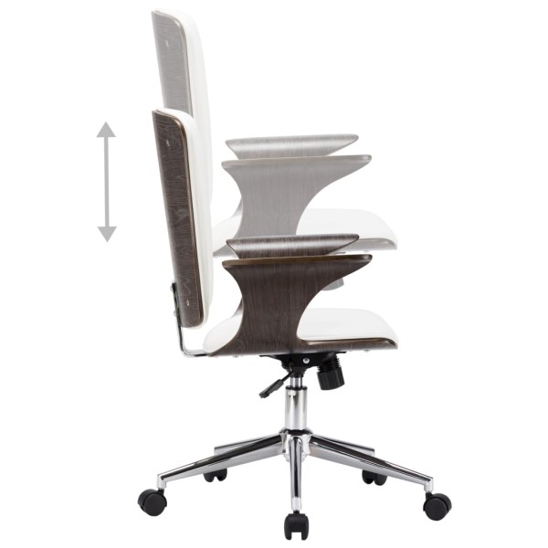 Silla de oficina giratoria cuero sintético madera curva blanco Silla de oficina giratoria cuero sintético madera curva blanco