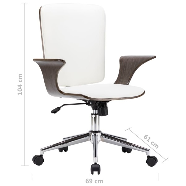 Silla de oficina giratoria cuero sintético madera curva blanco Silla de oficina giratoria cuero sintético madera curva blanco