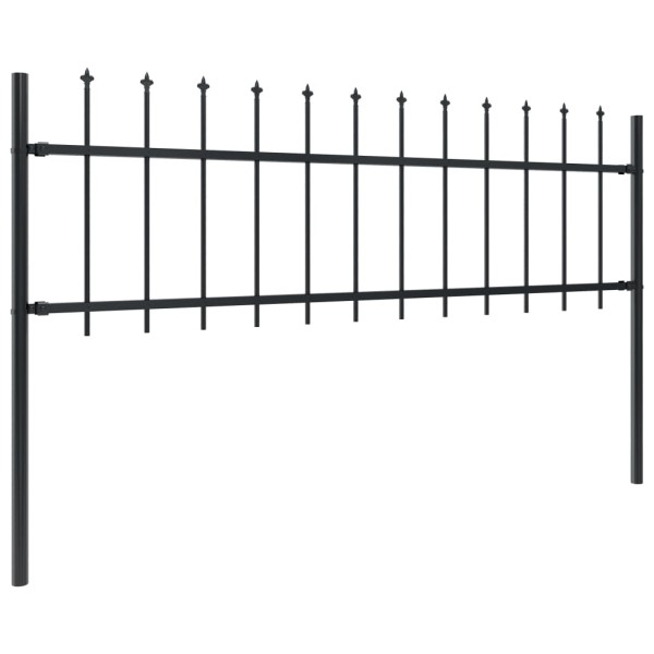 Valla de jardín con puntas de lanza acero negro 15,3x0,6 m Valla de jardín con puntas de lanza acero negro 15,3x0,6 m
