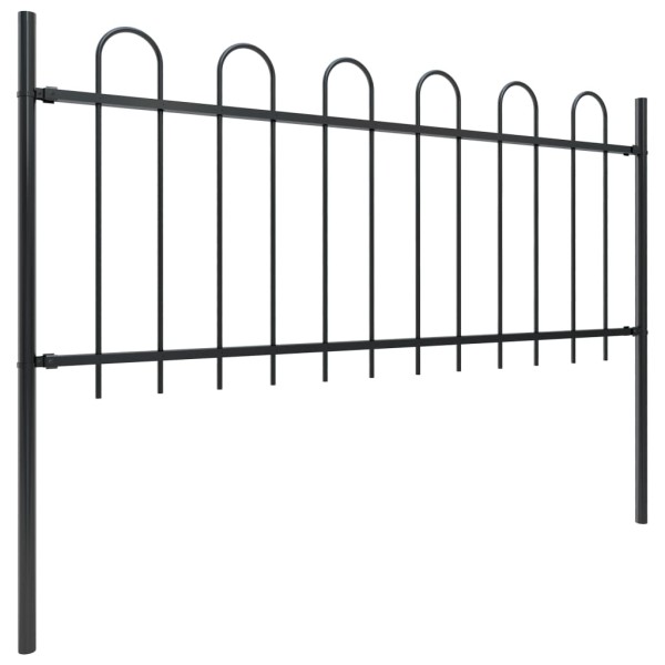 Valla de jardín con puntas de aro acero negro 3,4x0,8 m Valla de jardín con puntas de aro acero negro 3,4x0,8 m