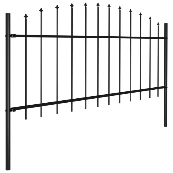 Valla de jardín con punta de lanza acero negro (0,5-0,75)x13,6m Valla de jardín con punta de lanza acero negro (0,5-0,75)x13,6m