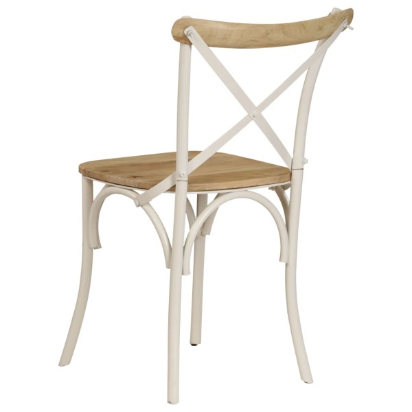Sillas con respaldo cruzado 6 uds madera maciza de mango blanco Sillas con respaldo cruzado 6 uds madera maciza de mango blanco