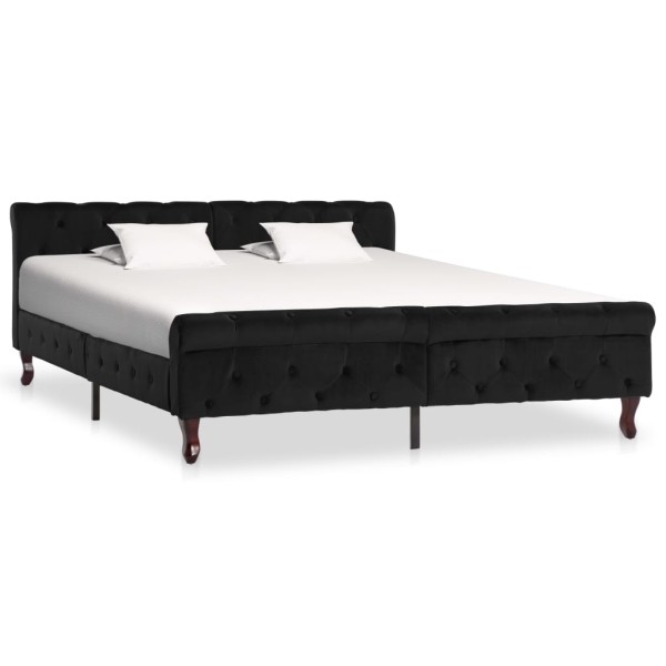 Estructura de cama de terciopelo negro 160x200 cm Estructura de cama de terciopelo negro 160x200 cm
