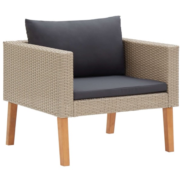 Set de muebles de jardín 3 pzas y cojines ratán sintético beige Set de muebles de jardín 3 pzas y cojines ratán sintético beige