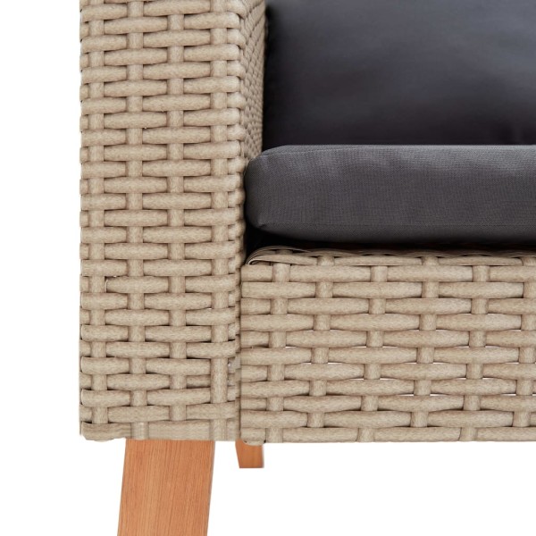 Set de muebles de jardín 3 pzas y cojines ratán sintético beige Set de muebles de jardín 3 pzas y cojines ratán sintético beige
