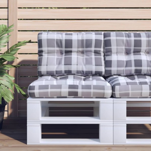 Cojín para sofá sofá de palets tela a cuadros gris 60x40x12 cm