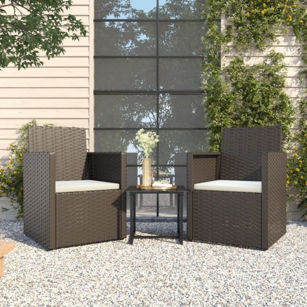 Set sofás de exterior 3 pzas con cojines ratán sintético negro Set sofás de exterior 3 pzas con cojines ratán sintético negro