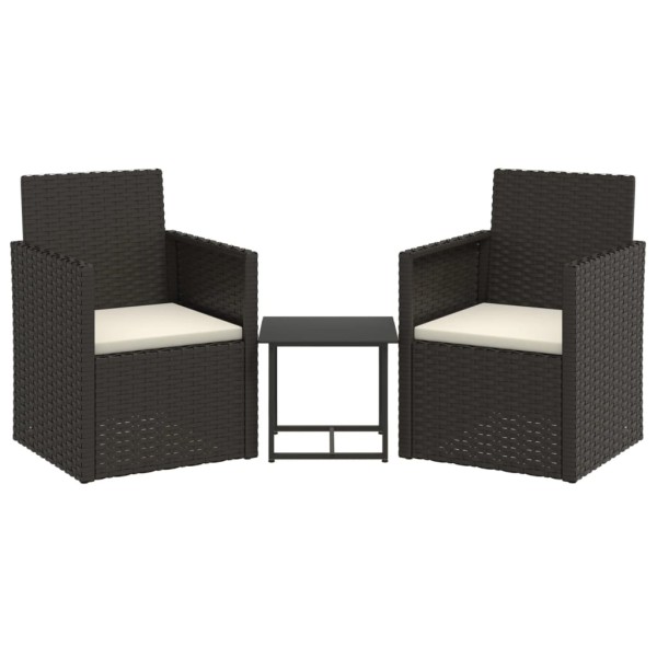 Set sofás de exterior 3 pzas con cojines ratán sintético negro Set sofás de exterior 3 pzas con cojines ratán sintético negro