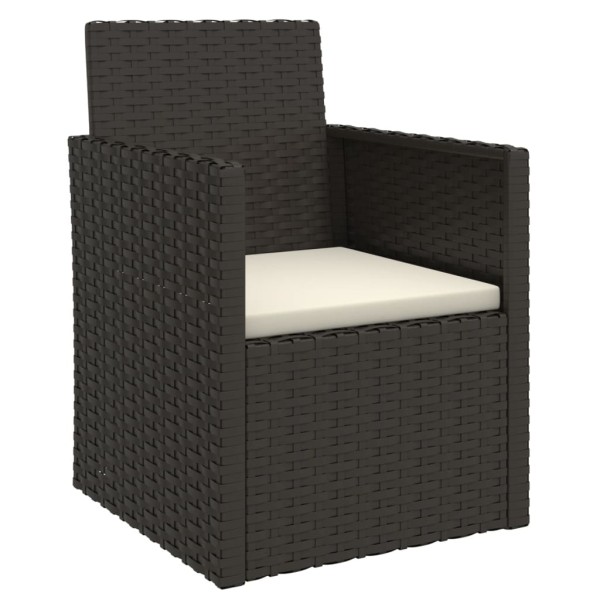 Set sofás de exterior 3 pzas con cojines ratán sintético negro Set sofás de exterior 3 pzas con cojines ratán sintético negro