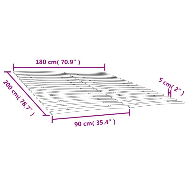 Somieres de láminas con 34 lamas 2 unidades 90x200 cm