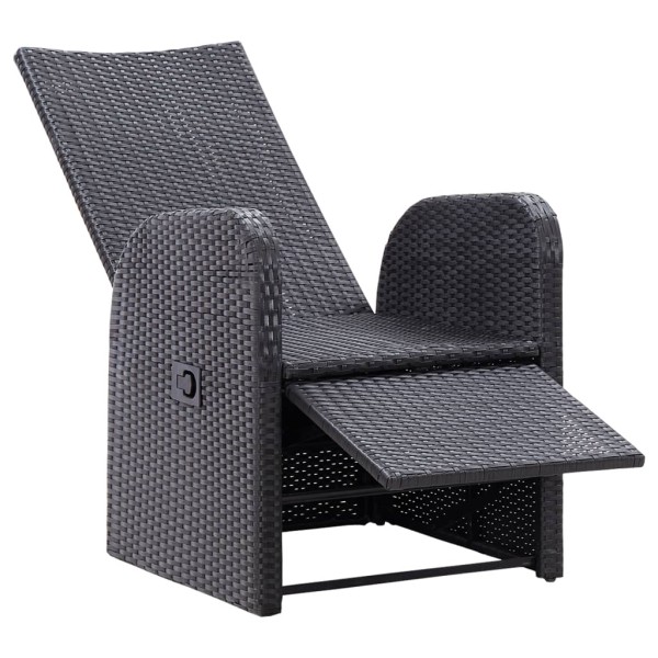 Sillones de jardín reclinables con cojines 2 uds ratán PE negro Sillones de jardín reclinables con cojines 2 uds ratán PE negro