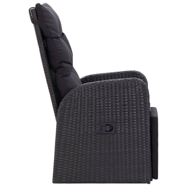 Sillones de jardín reclinables con cojines 2 uds ratán PE negro Sillones de jardín reclinables con cojines 2 uds ratán PE negro