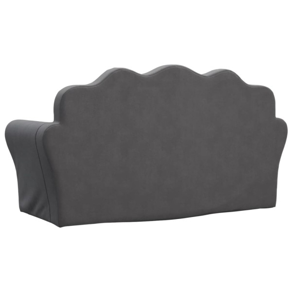 Sofá para niños de 2 plazas de felpa suave gris antracita Sofá para niños de 2 plazas de felpa suave gris antracita