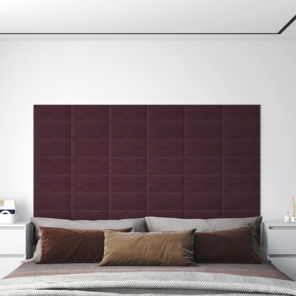 Paneles de pared 12 uds tela morado 30x15 cm 0,54 m² Paneles de pared 12 uds tela morado 30x15 cm 0,54 m²