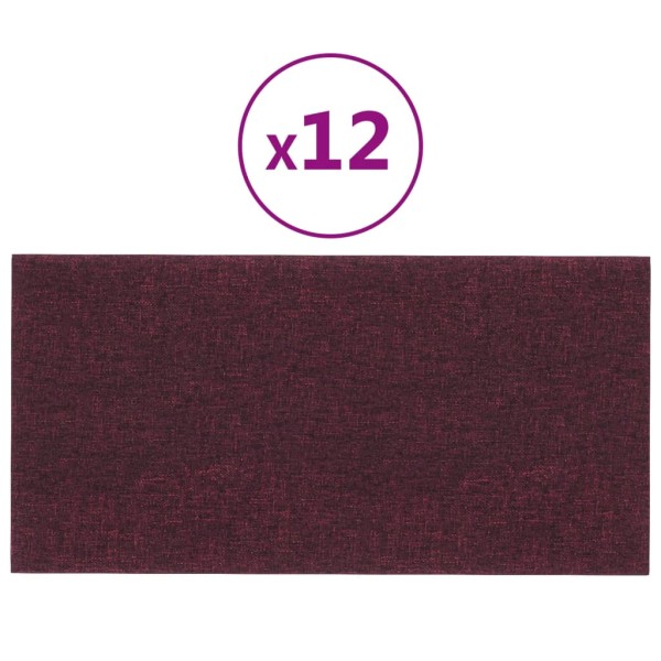 Paneles de pared 12 uds tela morado 30x15 cm 0,54 m² Paneles de pared 12 uds tela morado 30x15 cm 0,54 m²