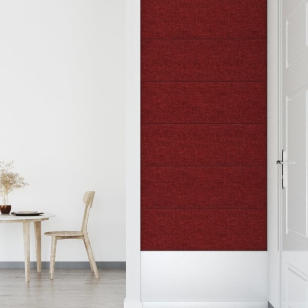 Paneles de pared 12 uds tela rojo tinto 90x30 cm 3,24 m² Paneles de pared 12 uds tela rojo tinto 90x30 cm 3,24 m²