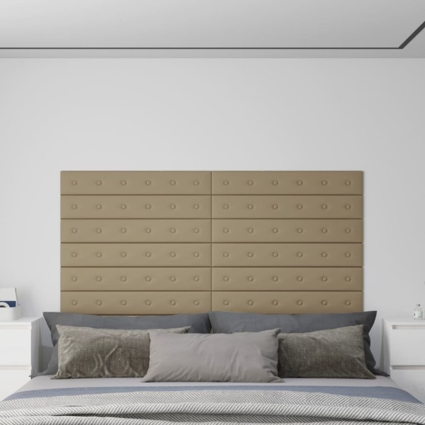 Paneles pared 12 uds cuero sintético capuchino 90x15 cm 1,62 m² Paneles pared 12 uds cuero sintético capuchino 90x15 cm 1,62 m²