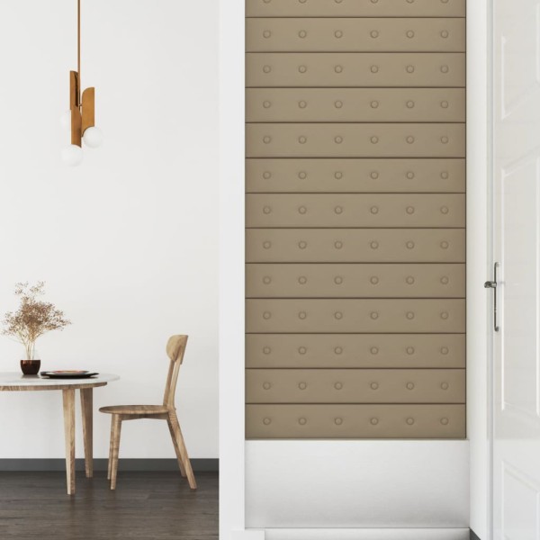 Paneles pared 12 uds cuero sintético capuchino 90x15 cm 1,62 m² Paneles pared 12 uds cuero sintético capuchino 90x15 cm 1,62 m²