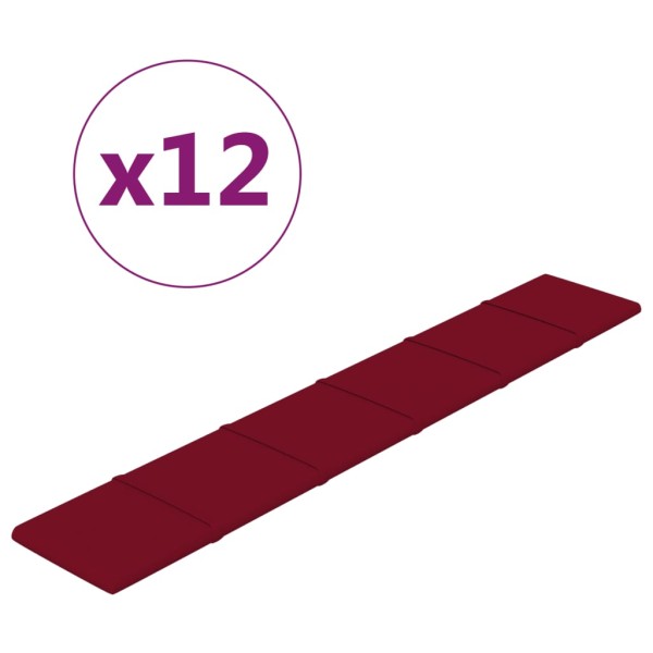 Paneles de pared 12 uds terciopelo rojo tinto 90x15 cm 1,62 m² Paneles de pared 12 uds terciopelo rojo tinto 90x15 cm 1,62 m²