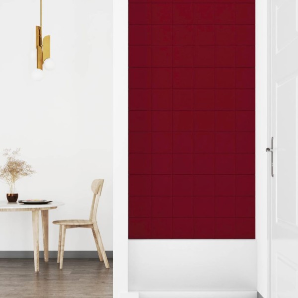Paneles de pared 12 uds terciopelo rojo tinto 90x15 cm 1,62 m² Paneles de pared 12 uds terciopelo rojo tinto 90x15 cm 1,62 m²