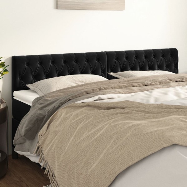Cabeceros 2 unidades de terciopelo negro 100x7x78/88 cm Cabeceros 2 unidades de terciopelo negro 100x7x78/88 cm