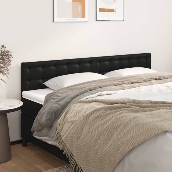Cabeceros 2 unidades de cuero sintético negro 100x5x78/88 cm Cabeceros 2 unidades de cuero sintético negro 100x5x78/88 cm