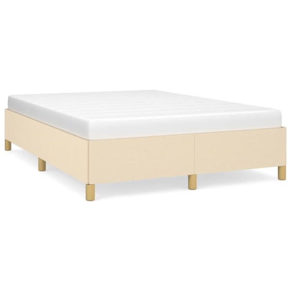 Estructura de cama de tela color crema 140x190 cm