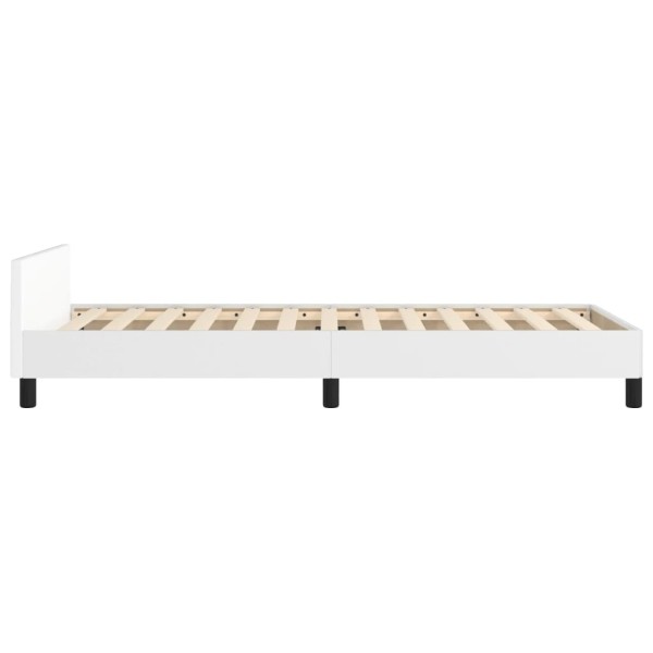 Estructura de cama con cabecero cuero sintético blanco 90x200cm Estructura de cama con cabecero cuero sintético blanco 90x200cm