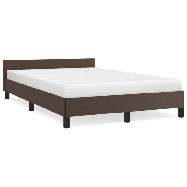 Estructura de cama cabecero cuero sintético marrón 120x200 cm Estructura de cama cabecero cuero sintético marrón 120x200 cm