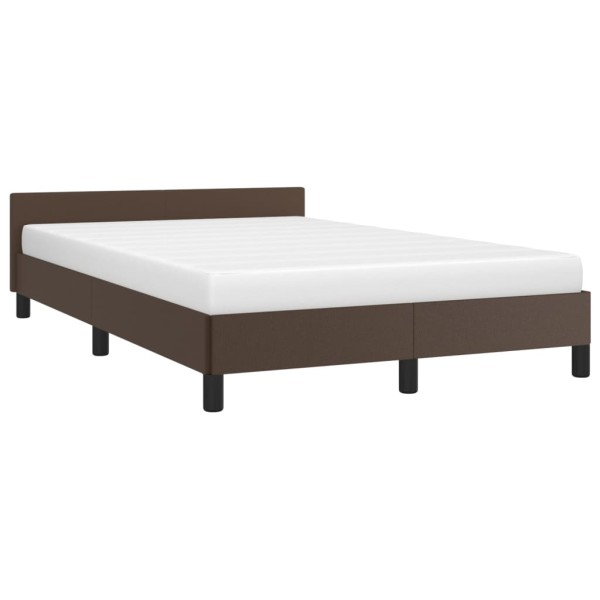 Estructura de cama cabecero cuero sintético marrón 120x200 cm Estructura de cama cabecero cuero sintético marrón 120x200 cm