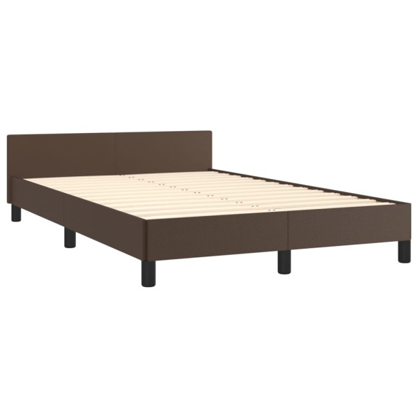 Estructura de cama cabecero cuero sintético marrón 120x200 cm Estructura de cama cabecero cuero sintético marrón 120x200 cm