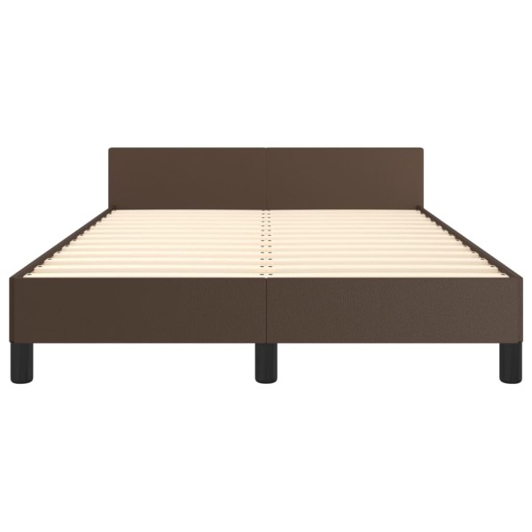 Estructura de cama cabecero cuero sintético marrón 120x200 cm Estructura de cama cabecero cuero sintético marrón 120x200 cm