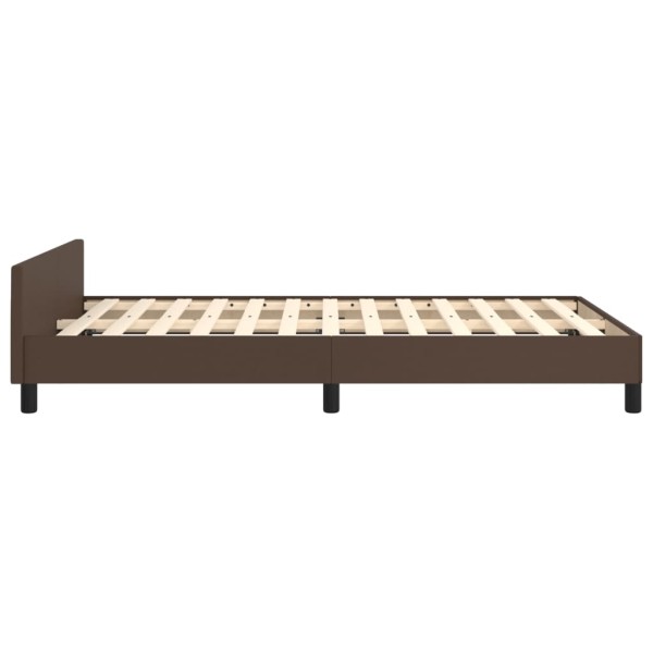 Estructura de cama cabecero cuero sintético marrón 120x200 cm Estructura de cama cabecero cuero sintético marrón 120x200 cm