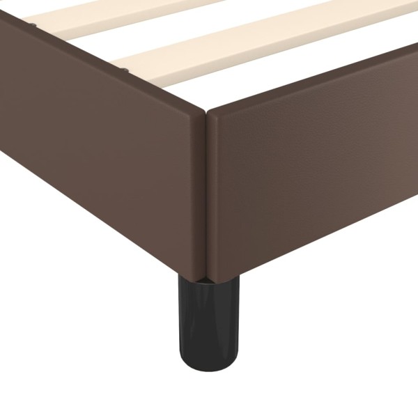 Estructura de cama cabecero cuero sintético marrón 120x200 cm Estructura de cama cabecero cuero sintético marrón 120x200 cm