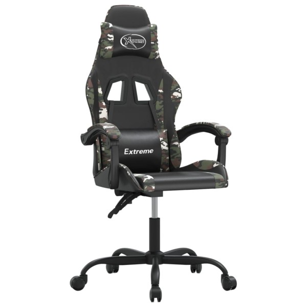 Silla gaming giratoria cuero sintético negro y camuflaje Silla gaming giratoria cuero sintético negro y camuflaje