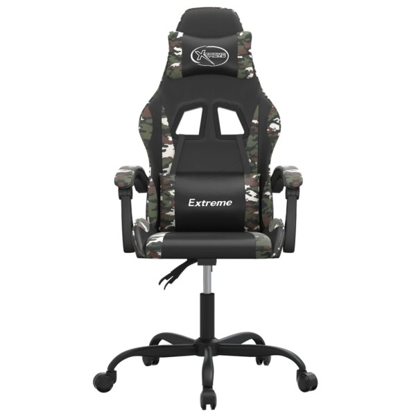 Silla gaming giratoria cuero sintético negro y camuflaje Silla gaming giratoria cuero sintético negro y camuflaje
