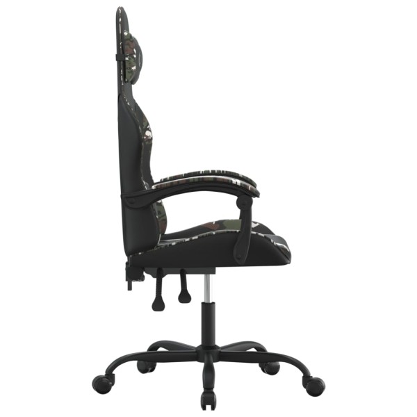 Silla gaming giratoria cuero sintético negro y camuflaje Silla gaming giratoria cuero sintético negro y camuflaje