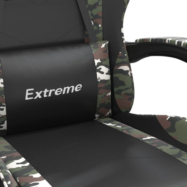 Silla gaming giratoria cuero sintético negro y camuflaje Silla gaming giratoria cuero sintético negro y camuflaje