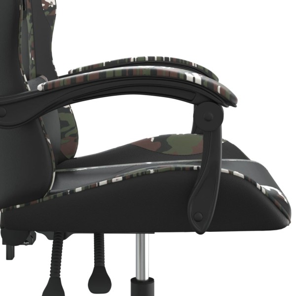 Silla gaming giratoria cuero sintético negro y camuflaje Silla gaming giratoria cuero sintético negro y camuflaje