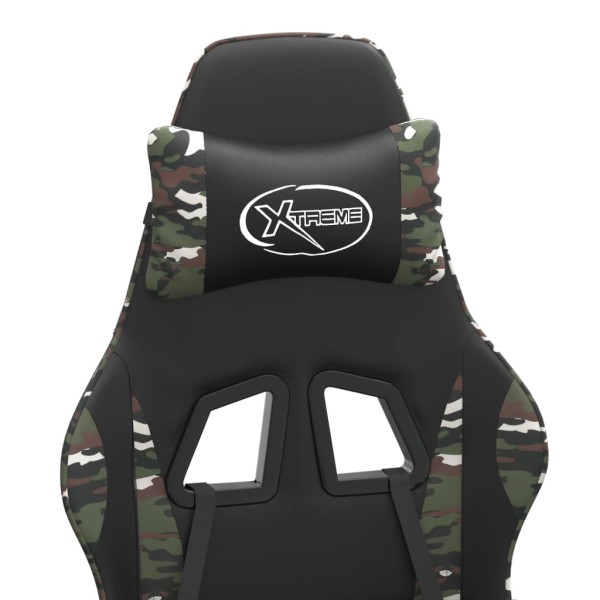 Silla gaming giratoria cuero sintético negro y camuflaje Silla gaming giratoria cuero sintético negro y camuflaje