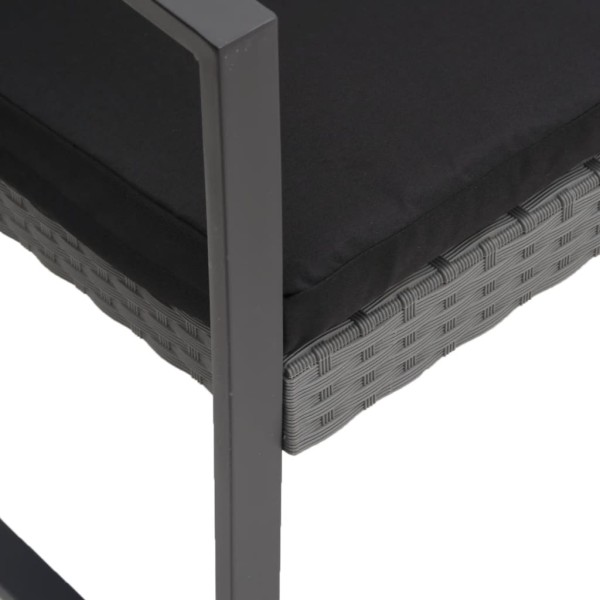 Set comedor jardín 3 pzas cojines PP aspecto ratán gris oscuro Set comedor jardín 3 pzas cojines PP aspecto ratán gris oscuro