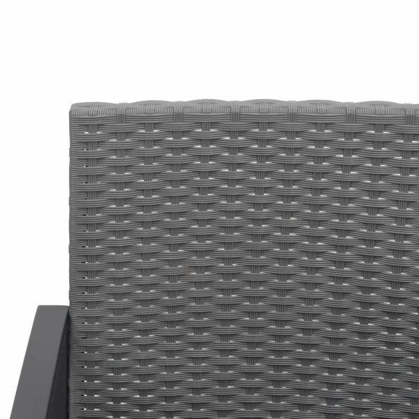 Set comedor jardín 3 pzas cojines PP aspecto ratán gris oscuro Set comedor jardín 3 pzas cojines PP aspecto ratán gris oscuro