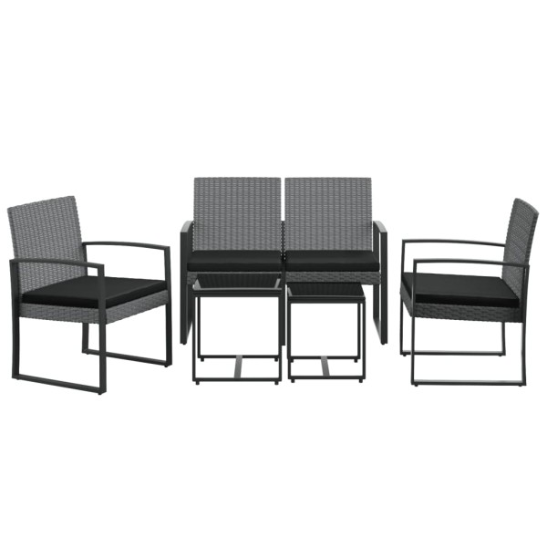 Set comedor jardín 5 pzas cojines PP aspecto ratán gris oscuro Set comedor jardín 5 pzas cojines PP aspecto ratán gris oscuro