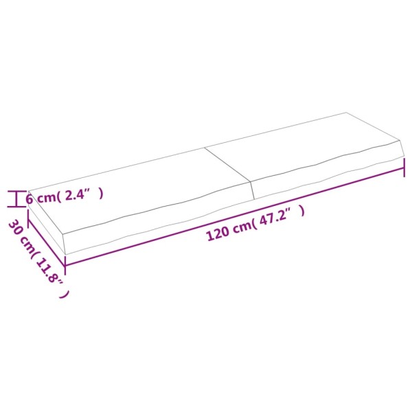 Estante de pared madera maciza roble sin tratar 120x30x(2-6) cm Estante de pared madera maciza roble sin tratar 120x30x(2-6) cm