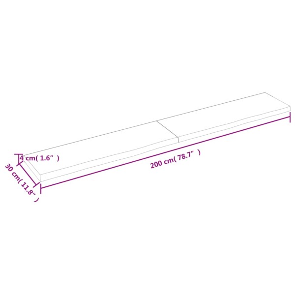 Estante pared madera roble tratada marrón claro 200x30x(2-4) cm Estante pared madera roble tratada marrón claro 200x30x(2-4) cm